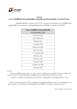 รายละเอียด: ประกาศ ตารางการรับซื้อคืนหน่วยลงทุน