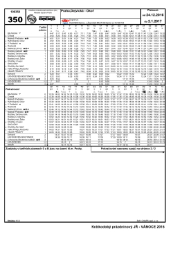 Krátkodobý prázdninový JŘ - VÁNOCE 2016 od 24.12.2016 do 2.1