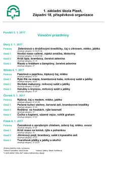 Jídelníček 3 - 6.1 2017 - 1. základní škola Plzeň