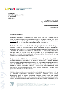 Stanovisko Ministerstva zdravotnictv&iacute;