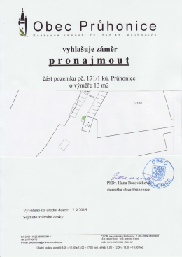 Vyhlášení záměru pronájmu části pozemku p.č. 171/1 k.ú. Průhonice