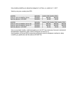 Ceník elekřiny pro odběratele kategorie C – 2017