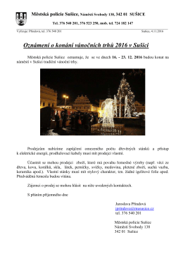 Pozv&aacute;nka v&aacute;nočn&iacute; trhy 2016