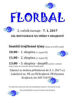 2. ročn&iacute;k turnaje - 7. 1. 2017 Soutěž&iacute; trojčlenn&eacute; t&yacute;my