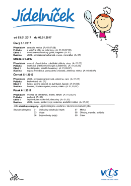 J&iacute;deln&iacute;ček od 3. do 6. ledna 2017