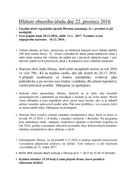 Hlášení obecního úřadu dne 22. prosince 2016