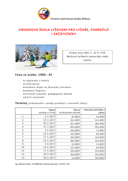 víkendová škola lyžování pro lyžaře, pokročilé i začátečníky