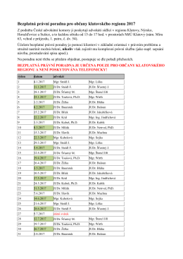 Bezplatná právní poradna pro občany klatovského regionu 2017