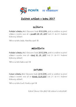 Začátek schůzek v lednu 2017
