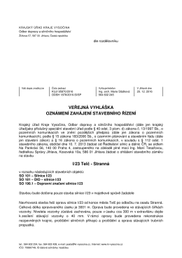 Veřejná vyhláška - Oznámení zahájení stavebního řízení