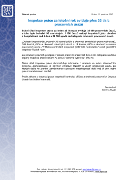 Inspekce pr&aacute;ce za leto&scaron;n&iacute; rok eviduje přes 33 tis&iacute;c pracovn&iacute;ch &uacute;razů
