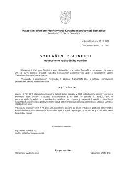 Vyhlášení platnosti obnoveného katastrální operátu v k.ú. Třebnice u