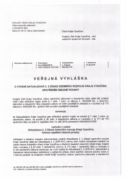 Veřejná vyhláška o vydání aktualizace č.2 zásad územního