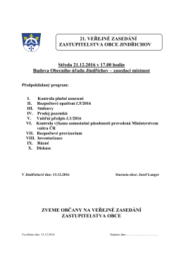 Pozv&aacute;nka na 21. veřejn&eacute; zased&aacute;n&iacute; zastupitelstva obce Jindřichov
