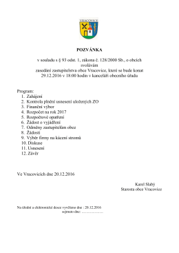 POZVÁNKA v souladu s § 93 odst. 1, zákona č. 128/2000 Sb., o