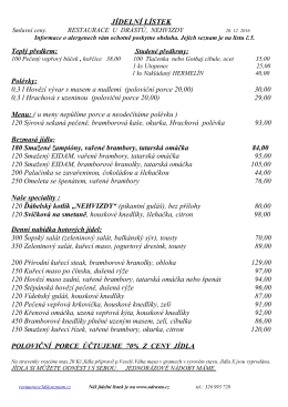 jídelní lístek - Restaurace U Drástů