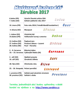 6.ledna (PÁ) Výroční členská schůze SDH 7. ledna (SO) Setkání