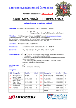 XXIII. Memoriál J. Hippmanna . Memoriál J