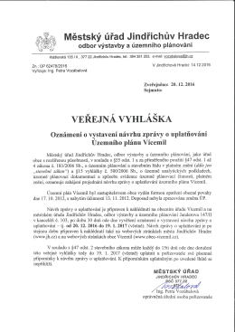 N&aacute;vrh Zpr&aacute;vy o uplatňov&aacute;n&iacute; &Uacute;zemn&iacute;ho pl&aacute;nu V&iacute;cemil - obec