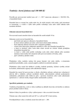 Pravidla pro provozování tombol od 1. 1. 2017