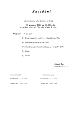 Program zastupitelstva 30.12.2016