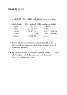 Hl&aacute;&scaron;en&iacute; 21. 12. 2016