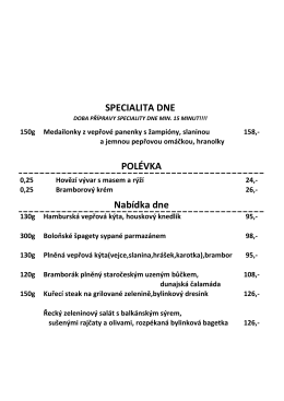 Zobrazení jídelního lístku