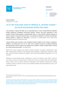 sp čr: bez důkladné analýzy přínosů je „reverse charge“