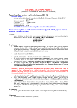 Přihláška papírová magistři 16 - Fakulta podnikatelská