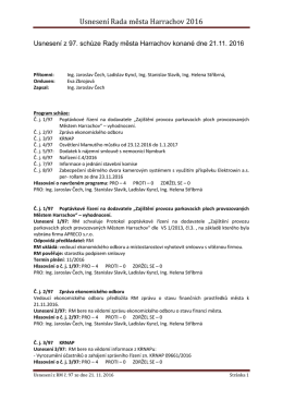 Usnesení Rada města Harrachov 2016