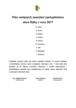 Plán zasedání ZO 2017