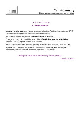 2. neděle adventn&iacute; - Farnost Ostrava