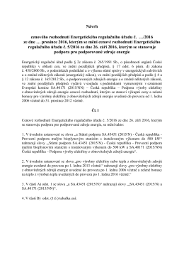 N&aacute;vrh cenov&eacute;ho rozhodnut&iacute; Energetick&eacute;ho regulačn&iacute;ho &uacute;řadu č