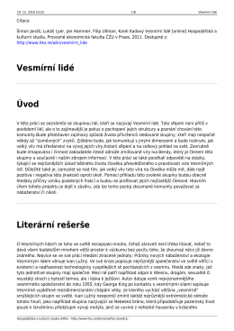 Vesmírní lidé - Hospodářská a kulturní studia