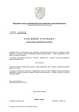 Vyhlášení platnosti obnoveného katastrálního operátu Milčic