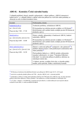 Kontakty - ABO-K Internetový portál České národní banky