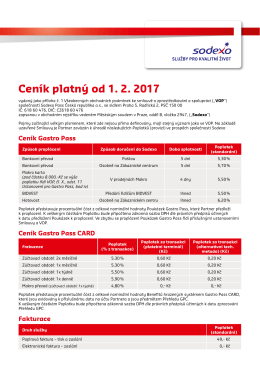 Ceník platný od 1. 2. 2017
