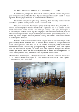 Na tradici nav&aacute;z&aacute;no &ndash; V&aacute;nočn&iacute; laťka Hněvot&iacute;n &ndash; 21. 12. 2016