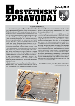 Hostětínský zpravodaj 1/2016