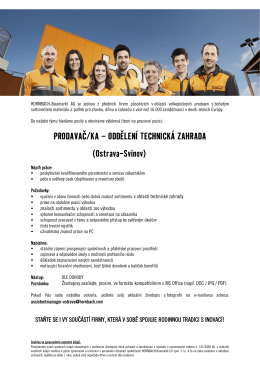 PRODAVAČ/KA – ODDĚLENÍ TECHNICKÁ ZAHRADA