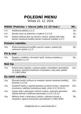 polední menu - restaurace v OD kika