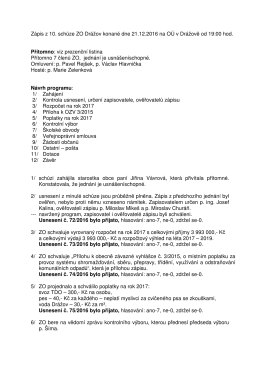 Zápis z 10. zasedání ZO Drážov konaného dne 21.12.2016
