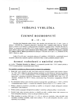 &Uacute;zemn&iacute; rozhodnut&iacute; o um&iacute;stěn&iacute; stavby