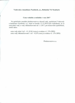 Vodovody a kanalizace Nymburk, as, Bobnická 712
