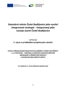 Statut&aacute;rn&iacute; město Česk&eacute; Budějovice jako nositel integrovan&eacute; strategie