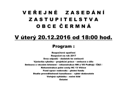 Veřejné zasedání ZO dne 20.12.2016