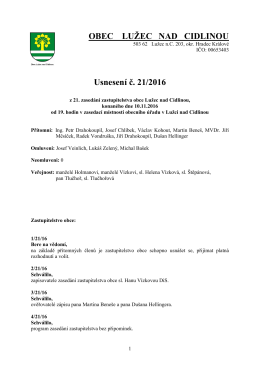 OBEC LUŽEC NAD CIDLINOU Usnesení č. 21/2016