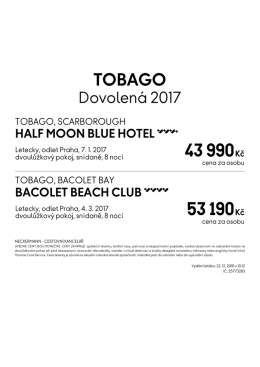 Tobago - s odletem z Prahy 7.1. a 4.3.2017