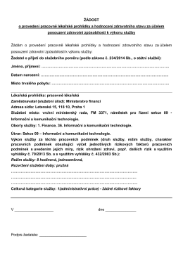 Žádost o pracovnělékařskou prohlídku PDF