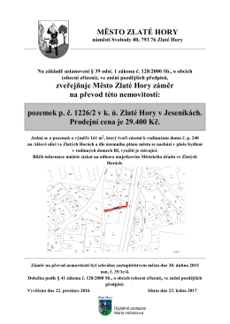 pozemek p. č. 1226/2 v k. &uacute;. Zlat&eacute; Hory v